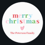 Kleurrijke Merry Christmas Classic ronde Sticker<br><div class="desc">Kleurrijke Merry Christmas-Stickers voor kerstcadeaubonnen of cadeauetiketten.</div>