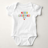 Kleurrijke Merry Christmas Matching Family Girl Romper (Voorkant)