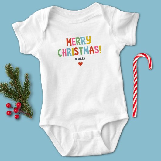 Kleurrijke Merry Christmas Matching Family Girl Romper