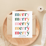 Kleurrijke Merry Christmas Modern Minimalist Feestdagenkaart<br><div class="desc">Introductie van ons Modern Scandinavian Merry Christmas Briefkaart, een veelzijdige en stijlvolle keuze voor zowel gezinnen als bedrijven. Dit briefkaart combineert moeiteloos modern design met de gezellige en uitnodigende essentie van Scandinavische hygge, waardoor het de perfecte manier is om vakantiewarmte te verspreiden naar uw dierbaren of klanten. Het briefkaart heeft...</div>