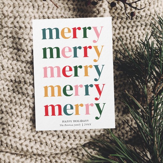  Kleurrijke Merry Christmas Modern Minimalist Feestdagenkaart