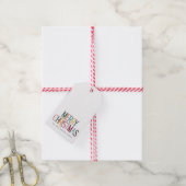 Kleurrijke Merry Christmas Schattigee Retro Stars Cadeaulabel (Met Touw)