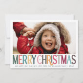 Kleurrijke Merry Christmas Schattigee Retro Stars Feestdagenkaart (Voorkant)