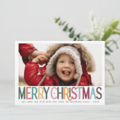 Kleurrijke Merry Christmas Schattigee Retro Stars Feestdagenkaart (Staand voorkant)