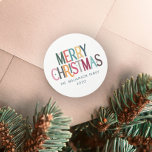 Kleurrijke Merry Christmas Schattigee Retro Stars Ronde Sticker<br><div class="desc">Kleurrijke Merry Christmas Schattige Retro Stars Classic Ronde Sticker</div>