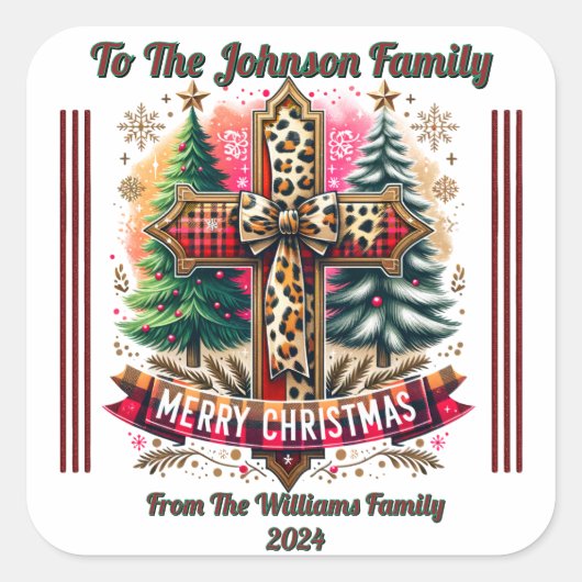 Kleurrijke Merry Christmas Sticker Design (Voorkant)