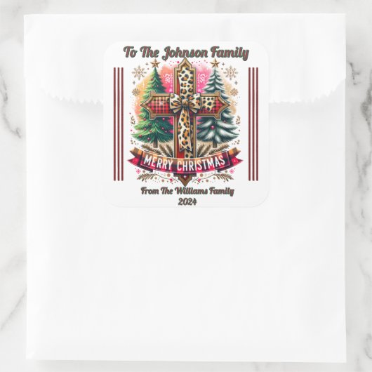 Kleurrijke Merry Christmas Sticker Design (Tas)