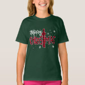 Kleurrijke Merry Christmas Tekst Art Design T-shirt (Voorkant)