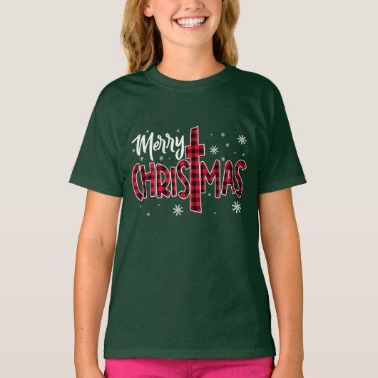 Kleurrijke Merry Christmas Tekst Art Design T-shirt (Voorkant)