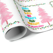 Kleurrijke Merry Heldere Roze Kerstboom Custom Cadeaupapier (Rol Hoek)