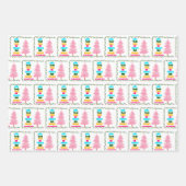 Kleurrijke Merry Heldere Roze Kerstboom Custom Inpakpapier Vel (Voorkant)