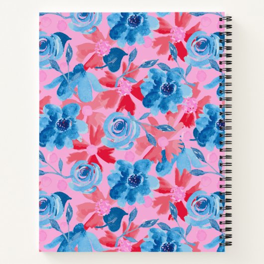 Kleurrijke met de hand geschilderde bloemen – Rood Notitieboek (Achterkant)