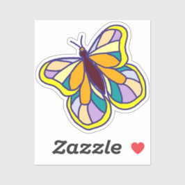 Kleurrijke met de hand getekende vlinder geel sticker