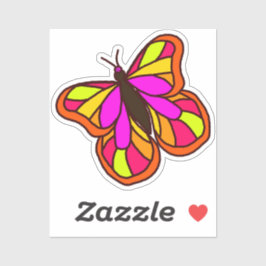 Kleurrijke met de hand getekende vlinder oranje sticker