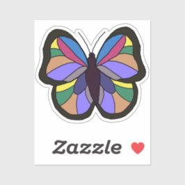 Kleurrijke met de hand getekende vlinder zwart sticker