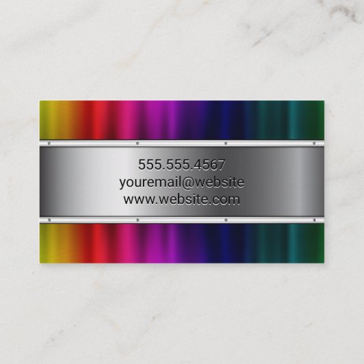 Kleurrijke metalen achtergrond visitekaartje (Achterkant)