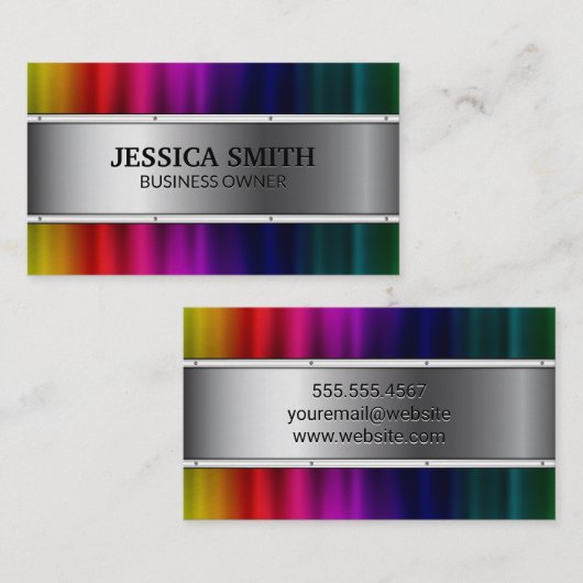 Kleurrijke metalen achtergrond visitekaartje (Voorkant / Achterkant)
