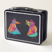 Kleurrijke metalen lunchbox Vogel Wezen (Achterkant)