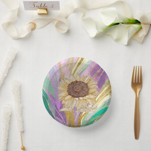 Kleurrijke Metallic Art Zonnebloem Papieren Kommen (Huwelijk)