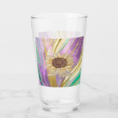 Kleurrijke Metallic Bloemen Achtergrond met Zonneb Glas (Achterkant)