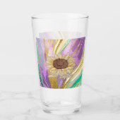 Kleurrijke Metallic Bloemen Achtergrond met Zonneb Glas (Voorkant)