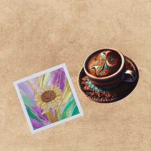 Kleurrijke Metallic Bloemen Achtergrond met Zonneb Servet