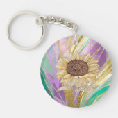 Kleurrijke Metallic Bloemen Achtergrond met Zonneb Sleutelhanger (Voorkant)