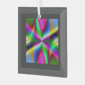 Kleurrijke Metallic Fractal Glans Glas Ornament (Voorkant links)