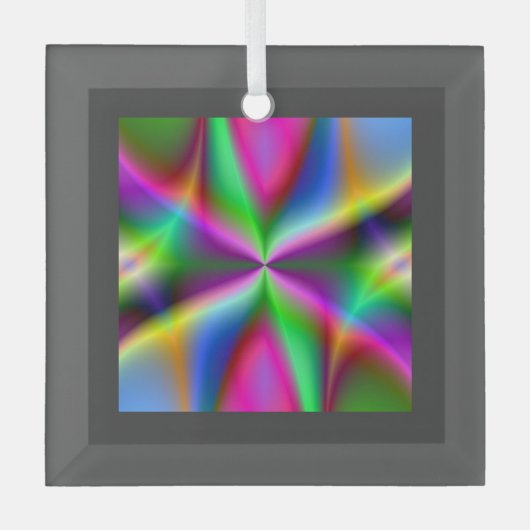 Kleurrijke Metallic Fractal Glans Glas Ornament (Voorkant)