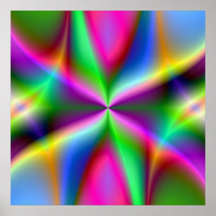 Kleurrijke Metallic Fractale Glans Poster