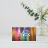 Kleurrijke Metallic Glitter QR-code en Monogram Visitekaartje (Staand voorkant)