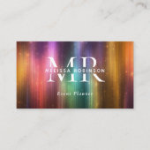 Kleurrijke Metallic Glitter QR-code en Monogram Visitekaartje (Voorkant)