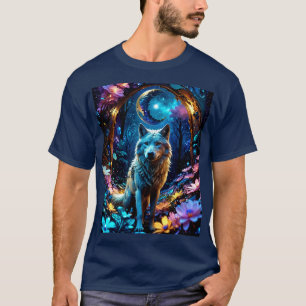 Kleurrijke Metallic Kleuren Wolf T-shirt