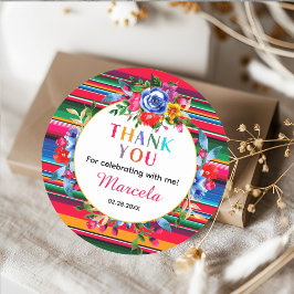 Kleurrijke Mexicaanse bloem- en serape bedankcadea Ronde Sticker