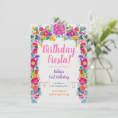 Kleurrijke Mexicaanse bloem Fiesta 1e verjaardagsf Kaart (Staand voorkant)