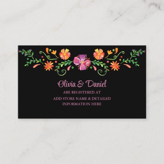 Kleurrijke Mexicaanse Bloem Fiesta Wedding Registr Informatiekaartje (Voorkant)