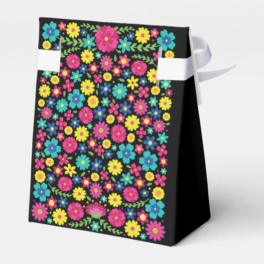 Kleurrijke Mexicaanse bloemen Bedankdoosjes (Achterkant)