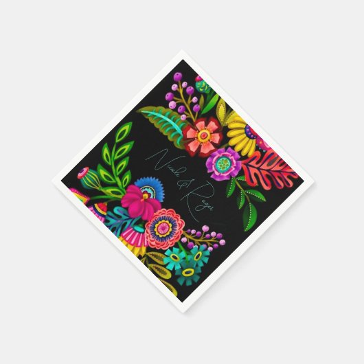 Kleurrijke Mexicaanse Bloemen Bruiloft Servet (Hoek)
