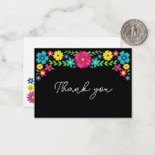 Kleurrijke Mexicaanse bloemen dank u Notitiekaartje (Voorkant / Achterkant in situ)