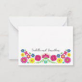 Kleurrijke Mexicaanse bloemen dank u Notitiekaartje (Achterkant)