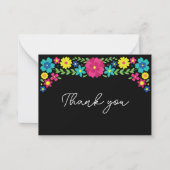Kleurrijke Mexicaanse bloemen dank u Notitiekaartje (Voorkant)