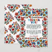 Kleurrijke Mexicaanse Bloemen Folk Art Borduurwerk Bedankkaart (Voorkant / Achterkant)
