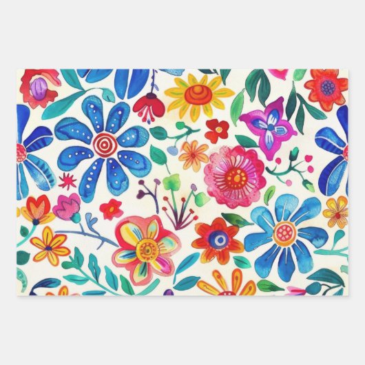 Kleurrijke Mexicaanse bloemen Inpakpapier Vel (Voorkant 2)