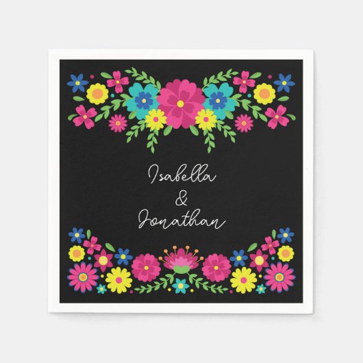 Kleurrijke Mexicaanse bloemen Papieren servet (Voorkant)