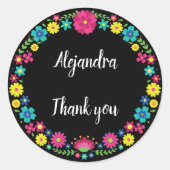 KLEURRIJKE MEXICAANSE BLOEMEN QUINCEAÑERA RONDE STICKER (Voorkant)