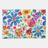 Kleurrijke Mexicaanse bloemen Theedoek (Horizontaal)