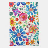 Kleurrijke Mexicaanse bloemen Theedoek (Verticaal)