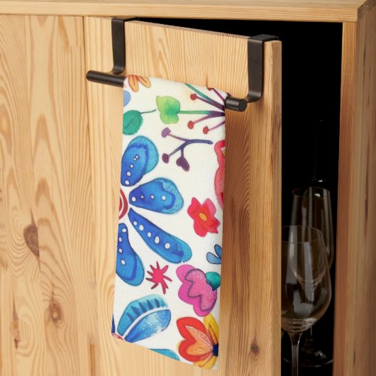 Kleurrijke Mexicaanse bloemen Theedoek (Derde Gevouwen)