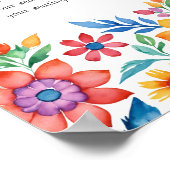 Kleurrijke Mexicaanse Bloemen Trouwstoel Grafiek Poster (Hoek)