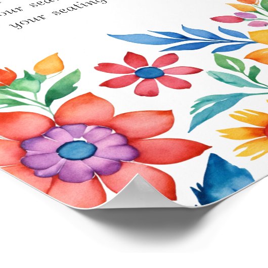 Kleurrijke Mexicaanse Bloemen Trouwstoel Grafiek Poster (Hoek)
